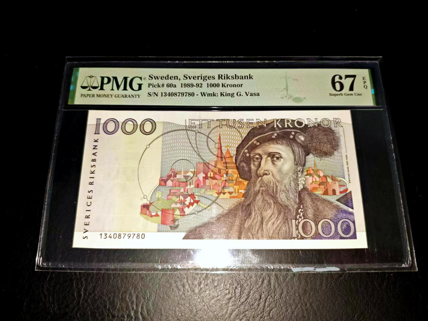 【Blue Auction】✨世界纸币精拍第471期【精】 【a版】瑞典 1989-92年1000克朗 大胡子  PMG67EPQ 高分