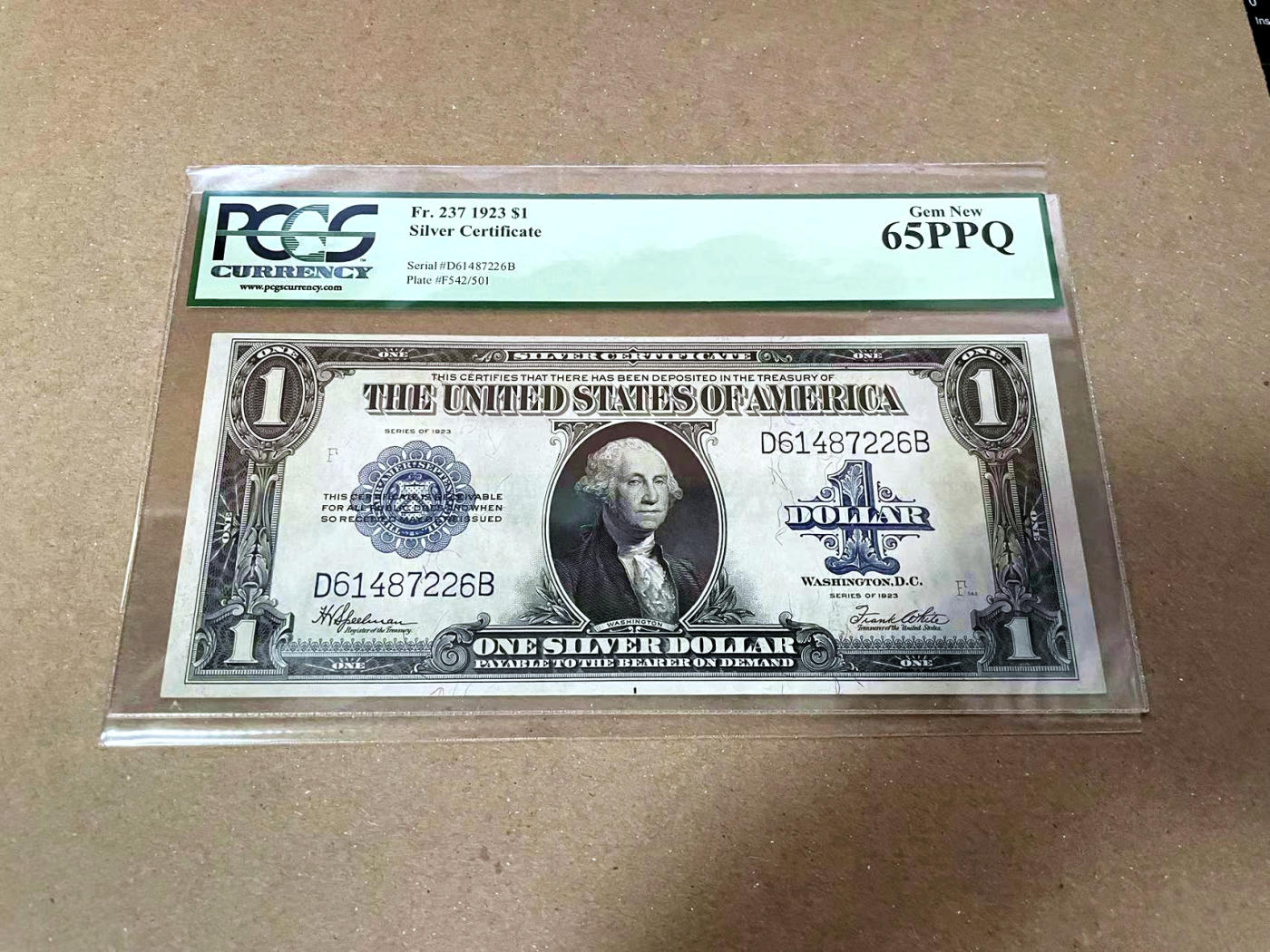 【Blue Auction】✨世界纸币精拍第471期【精】 美国 1923年1美金 银币券 PCGS65EPQ 绿标 大票幅 