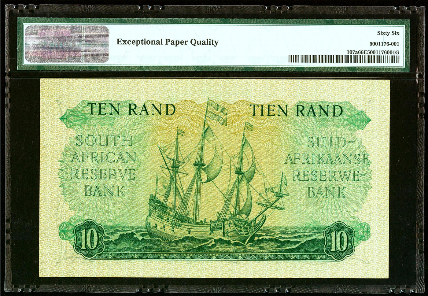 【Blue Auction】✨世界纸币精拍第471期【精】 南非 1961年10兰特 动物大迁徙 PMG66EPQ 设计精美 老壳 