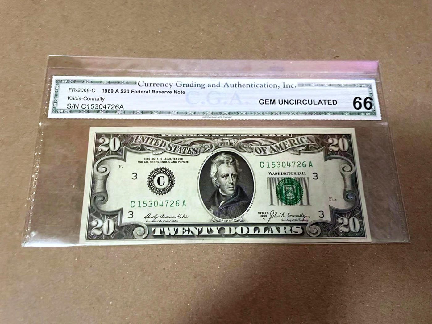 【Blue Auction】✨世界纸币精拍第471期【精】 美国 1969年20美金 CGA66EPQ 