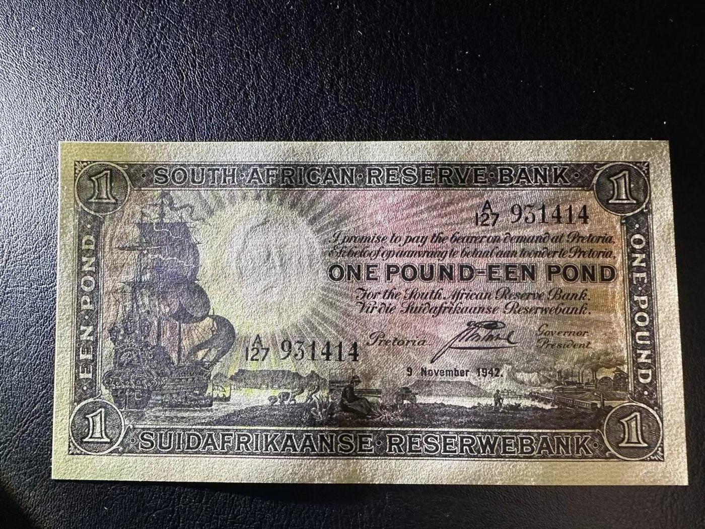 【Blue Auction】✨世界纸币精拍第471期【精】 南非 1942年1兰特 大场景 细节丰富 AU+