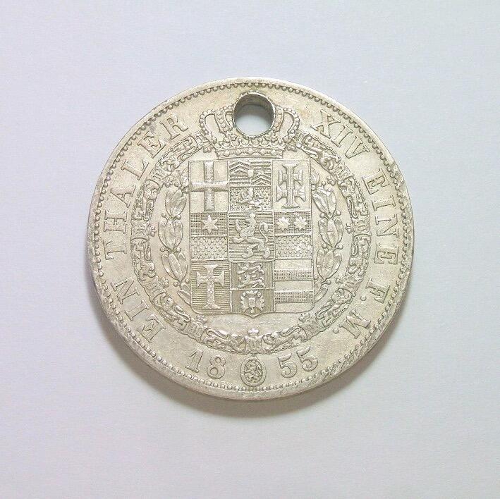 德国黑森1855年 腓特烈威廉1泰勒银币 爽品