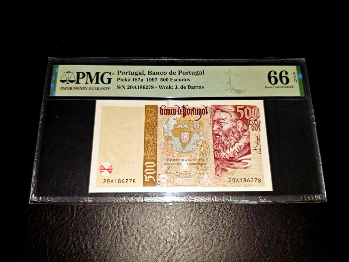 【Blue Auction】✨世界纸币精拍第471期【精】 【a版】葡萄牙 1997年500埃斯库多 PMG66EPQ 