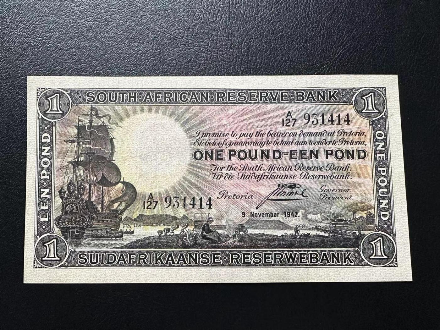 【Blue Auction】✨世界纸币精拍第471期【精】 南非 1942年1兰特 大场景 细节丰富 AU+