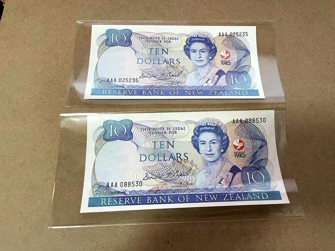 【Blue Auction】✨世界纸币精拍第471期【精】 【一组2张AAA无47】新西兰 1990年10元 女王 全新UNC