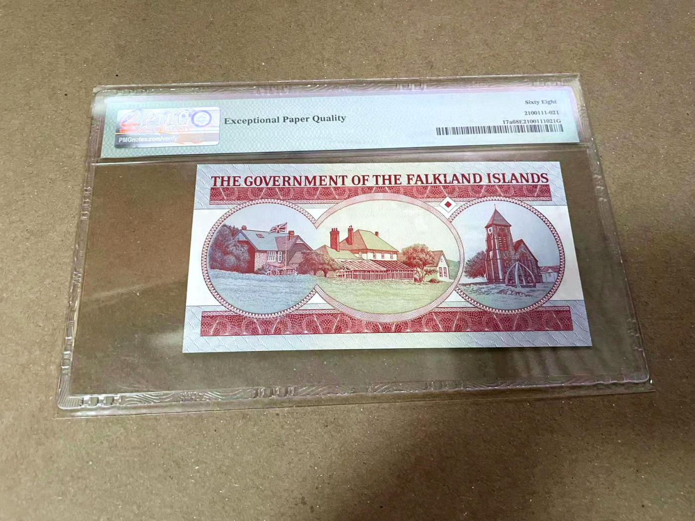 【Blue Auction】✨世界纸币精拍第471期【精】 【倒置号】福克兰群岛 2005年5镑 PMG68EPQ 超高分 女王