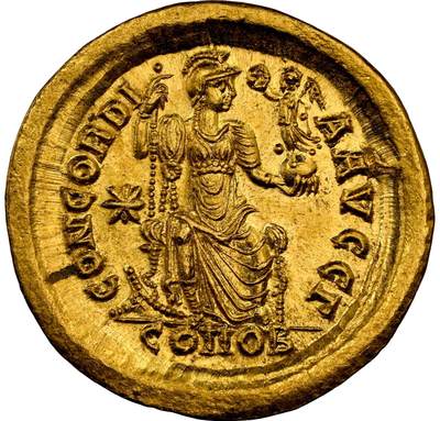 梧彩钱庄捡漏拍2024年第11期  - Theodosius II, AD 402-450 东罗马帝国狄奥多西二世金币