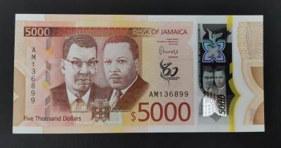《张总收藏》149期-五一外币小高货场 - 牙买加2022年5000元最大面值UNC无47 独立60周年塑料纪念钞