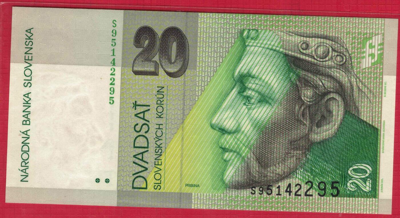 斯洛伐克2006年20克郎 欧洲纸币 实物图 UNC