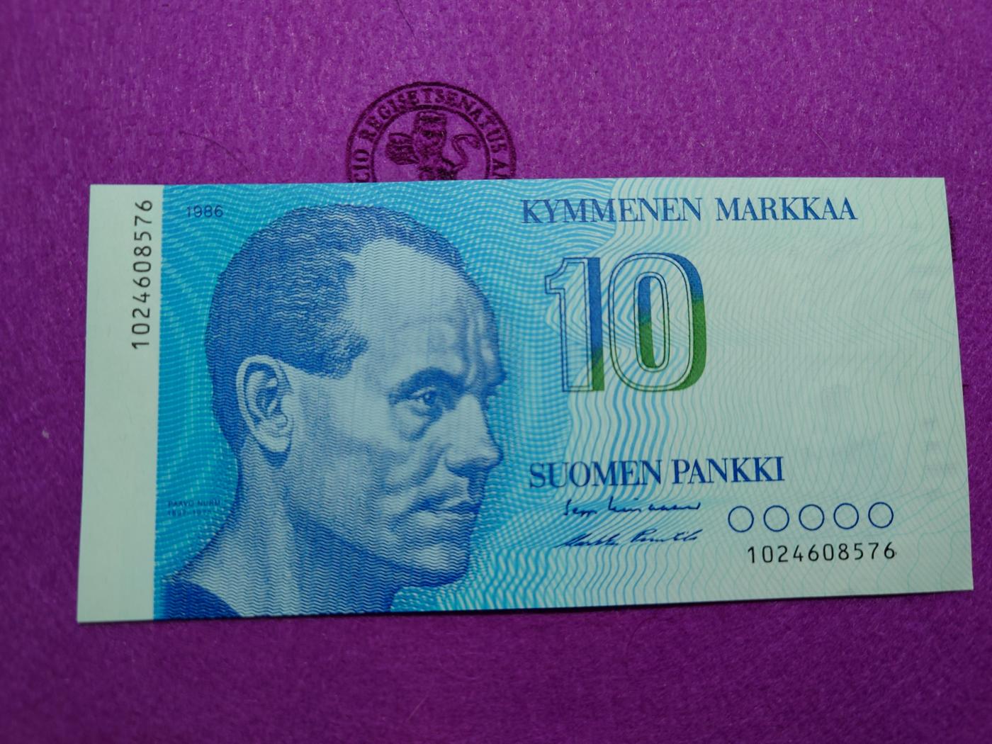 【世界钱币】精选微拍第103期暨2024年第14期  部分卖剩新品展示 1986年芬兰10马克 全新绝品尾号576