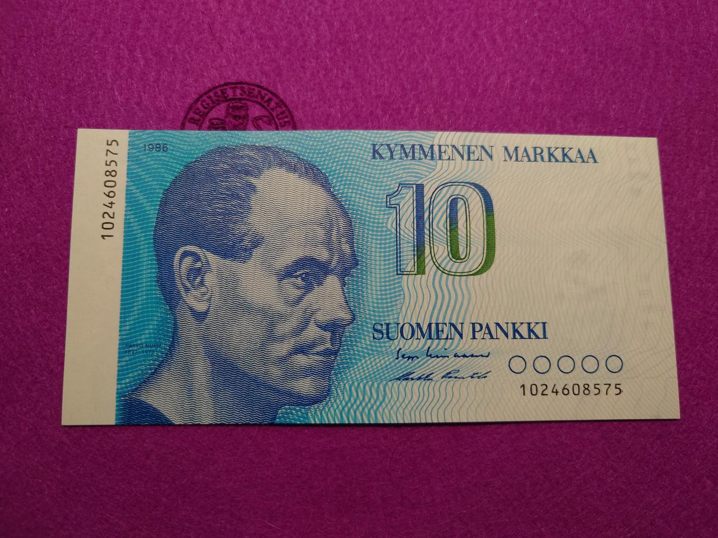 【世界钱币】精选微拍第103期暨2024年第14期  部分卖剩新品展示 1986年芬兰10马克 全新绝品尾号575