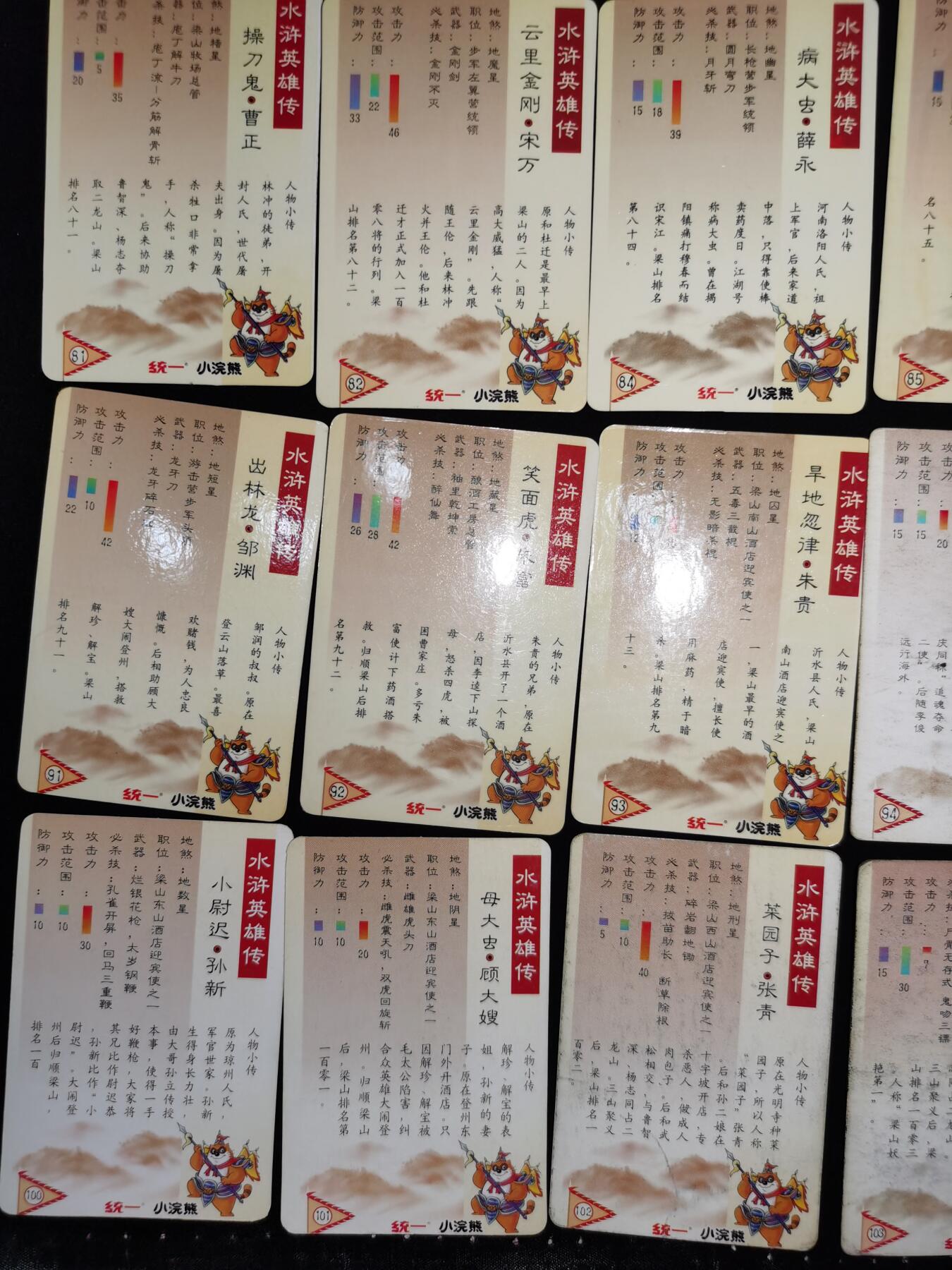 小浣熊水浒卡混合准套卡91张，原版保真！