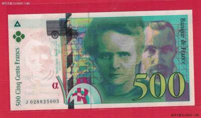 法国1994年500法郎 号码无47 欧洲纸币 品相如图 UNC - 法国1994年500法郎 号码无47 欧洲纸币 品相如图 UNC