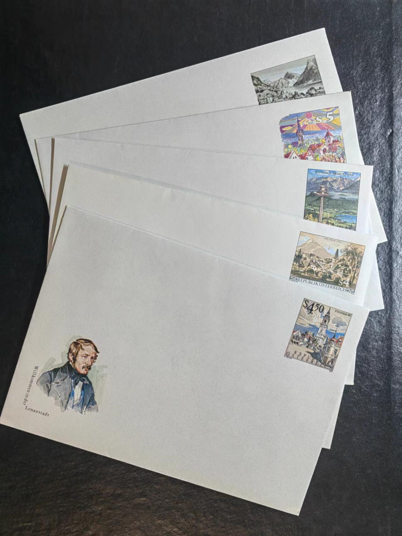 多国邮品💰🌞💰（0起拍）精品🔭专场🌟第67场 奥地利绘画-邮资封-5枚