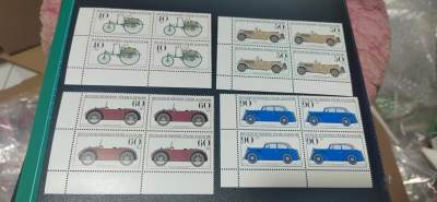 德国邮票专场，都是四方连！ - 德国邮票一套，1982年发行，老式汽车  交通工具4全，品相如图