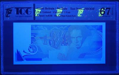 PThappally收藏第30次拍卖，英联邦地区硬币纸币 - GREAT BRITAIN, De La Rue Giori S.A ND Test Note Proof,  TQG 67 GEPQ Superb Gem UNC