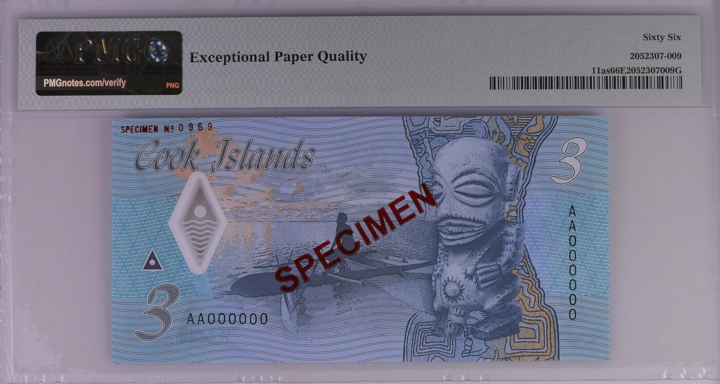 收藏联盟Quantum Auction 第343期拍卖  库克群岛ND (2021)年3元样票 PMG66