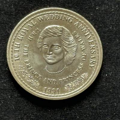 🌹外币初藏🌹🐯第20场 每周二四六晚8点 - 特克斯和凯克斯1991年一克朗纪念币 戴安娜