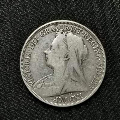 道一币馆币章第五十九场 - 英国1895年维多利亚女王批纱马剑1克朗银币