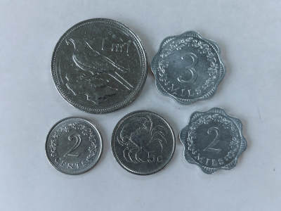第一海外回流一元起拍收藏 散币专场 第86期 - 马耳他硬币 5枚
