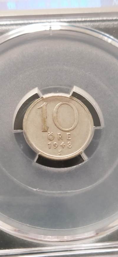 外国硬币初藏2024年第12场 - 瑞典10欧尔银币1948年。
