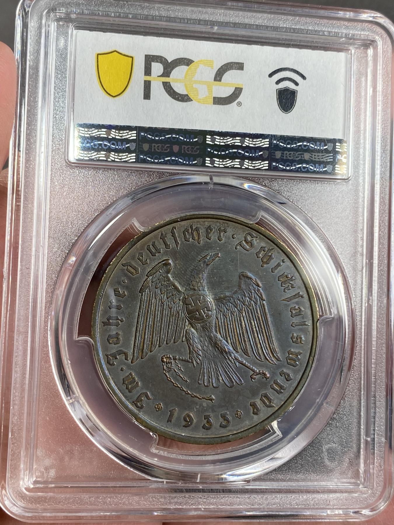 万国钱币拍卖第025期（槐月至·百币艳） PCGS SP61 1933年德国民族社会主义工人党党魁成功当选帝国总理执政纪念铜章 欧洲原味青铜包浆一手货