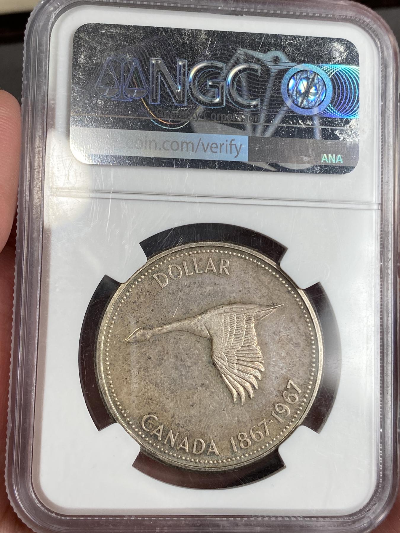 万国钱币拍卖第025期（槐月至·百币艳） NGC SP65 1967加拿大大雁一元银币