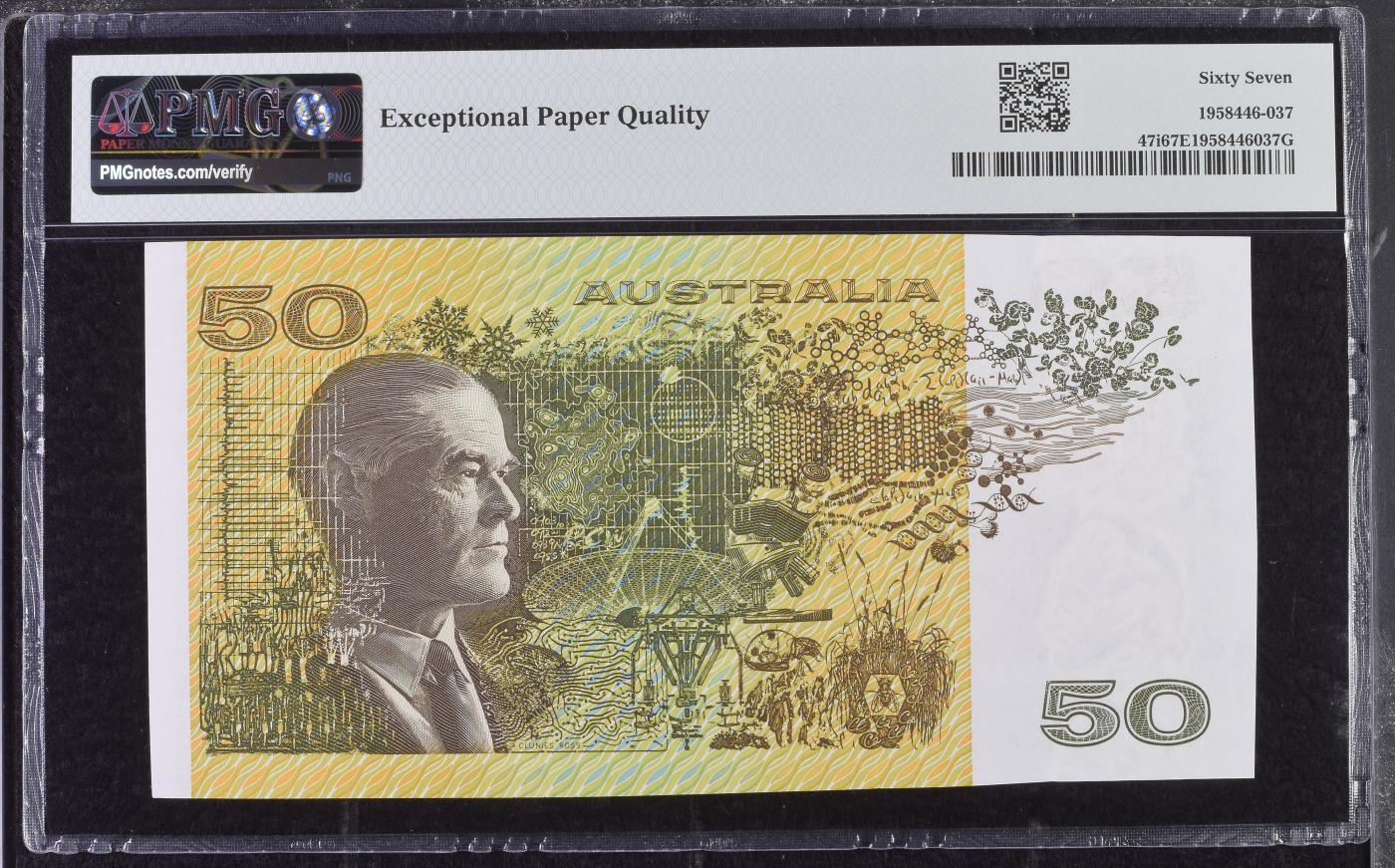 收藏联盟Quantum Auction 第344期拍卖  澳大利亚1994年50元 PMG67  青霉素萃取提纯并投入临床应用者 弗洛里