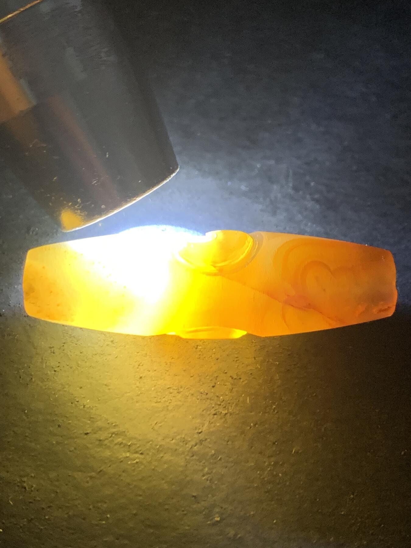 精美亚光高玉化巴西玛瑙手工俏色巧雕双无相佛桶珠一个！