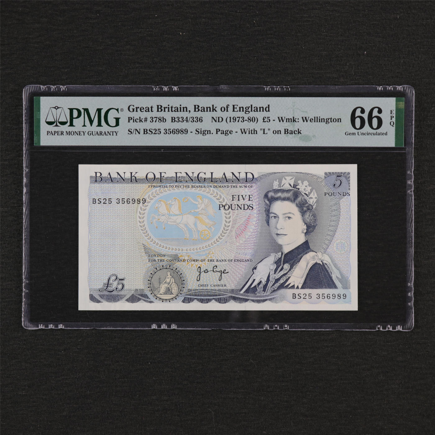 【亘邦集藏】第188期拍卖 1973-80年 英格兰5镑 PMG 66EPQ BS25 356989
