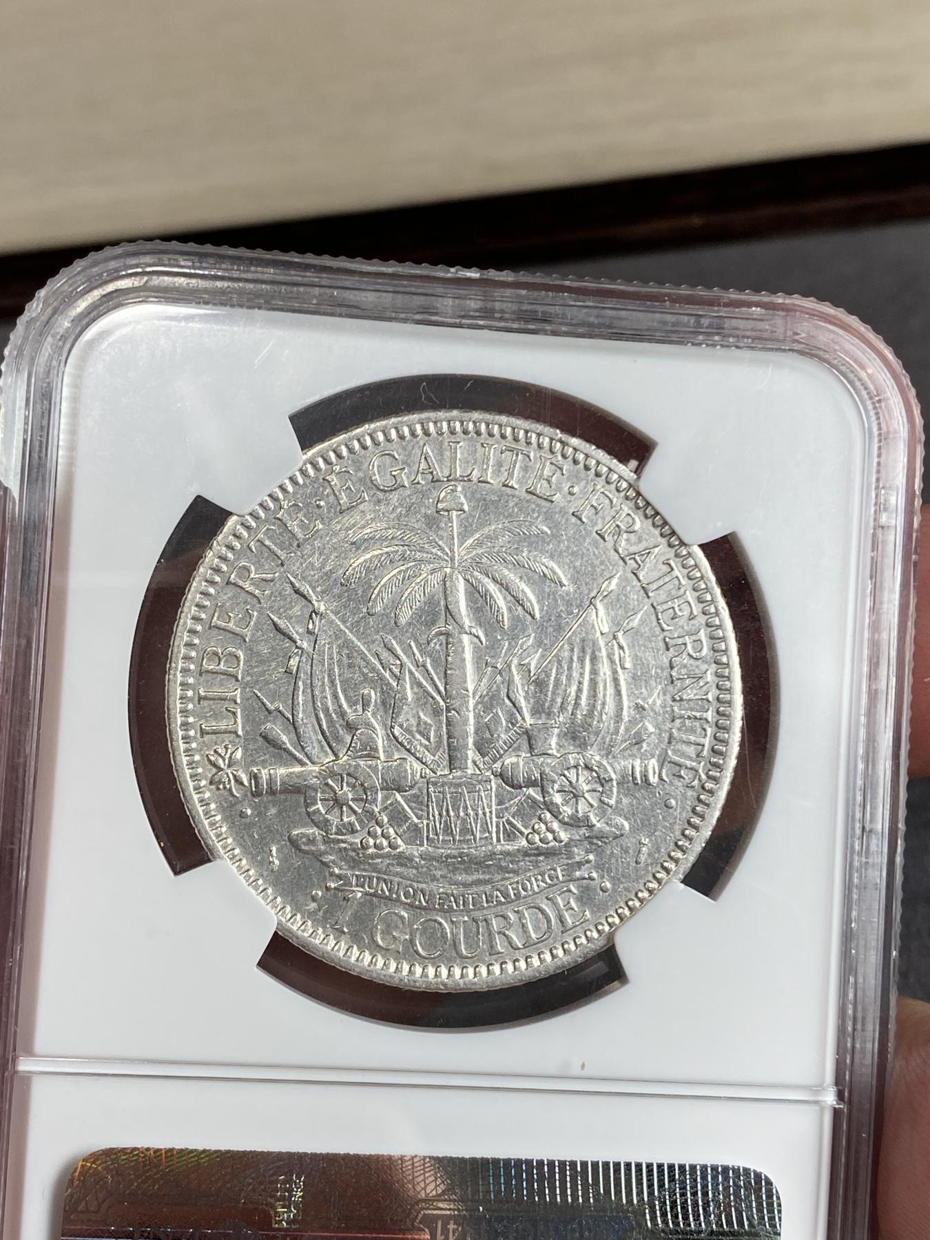 万国钱币拍卖第025期（槐月至·百币艳） NGC AUD 1882年海地女神1古德大银币 北美稀少品种