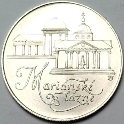 布加迪🐬～世界钱币🌾第 113 期 /  各国🇬🇧🇫🇷🇺🇸🇧🇪🇩🇪银币及邮币封 - 捷克斯洛伐克共和国 1991年 50克朗 玛丽安斯科浴场纪念银币