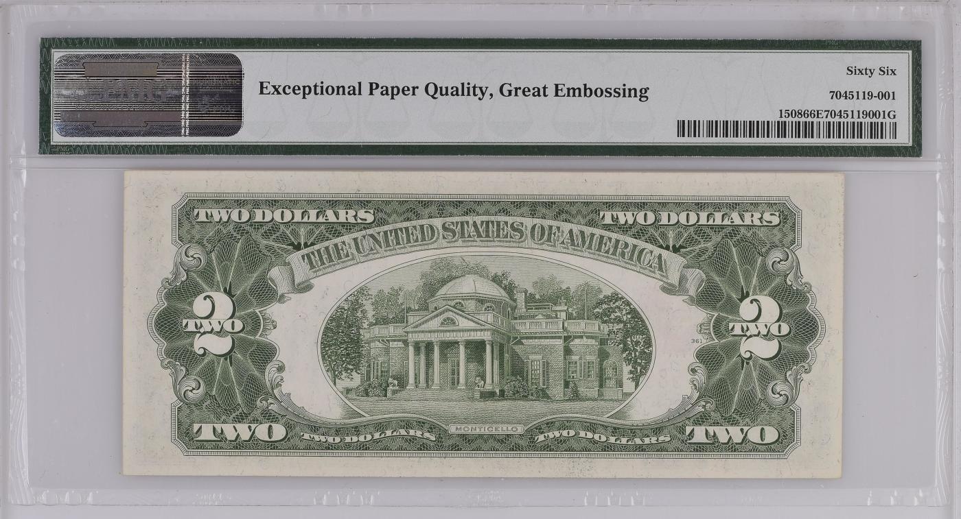 收藏联盟Quantum Auction 第344期拍卖  美国1928年政府券2元 PMG66 号码无4
