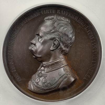 掌中浮雕-藏着的欧洲第012场 - 1884年意大利独立战争25周年铜章，66mm，G. Vagnetti雕刻