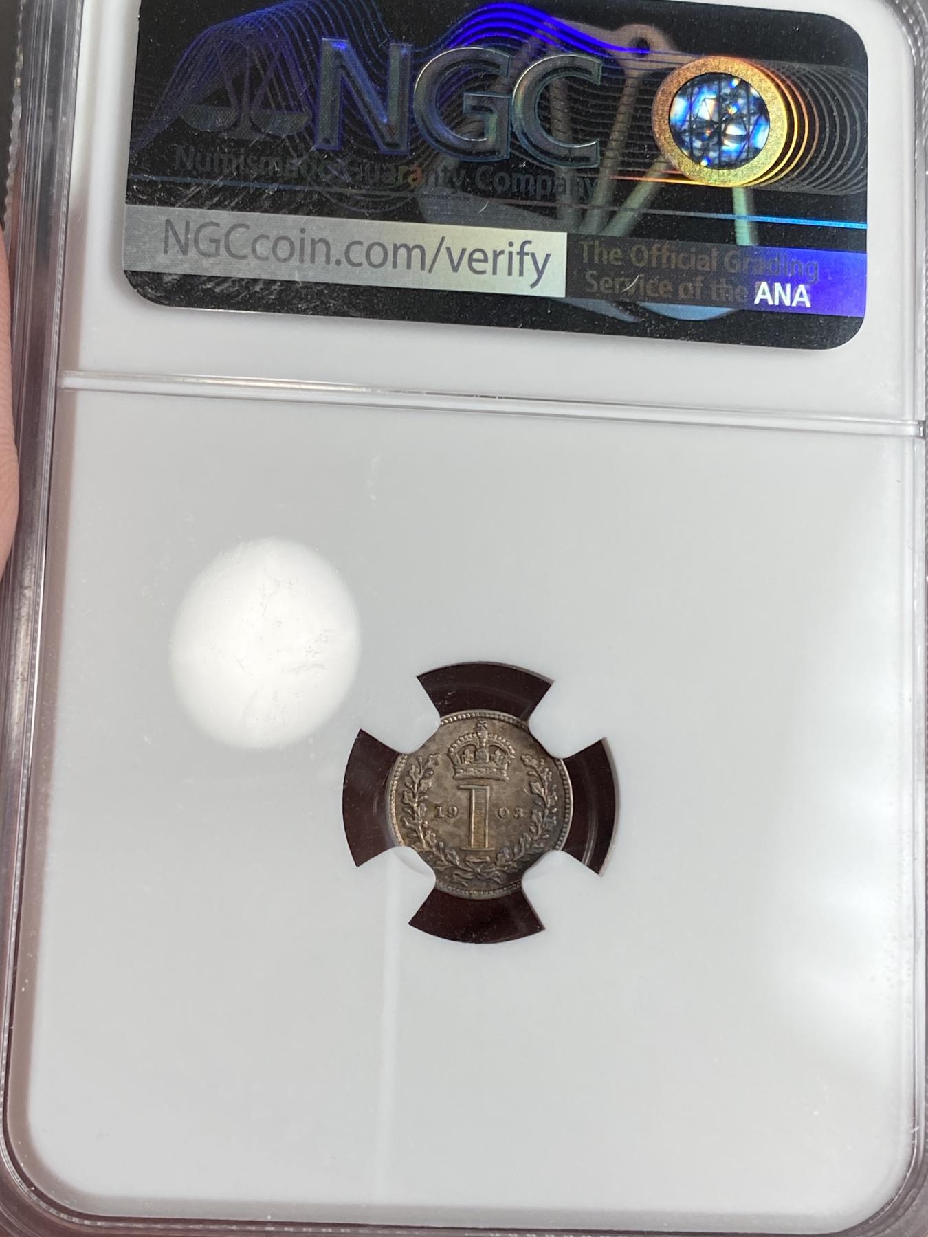 万国钱币拍卖第025期（槐月至·百币艳） NGC MS61~63 1903英国爱德华七世濯足币一组4枚 原盒五彩
