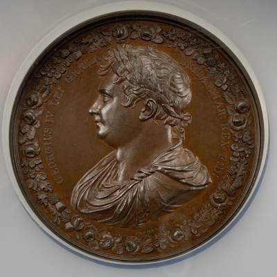 掌中浮雕-藏着的欧洲第012场 - 1821年英王乔治四世加冕礼铜章，NGC MS65 BN。雕模师William Wyon。直径54mm