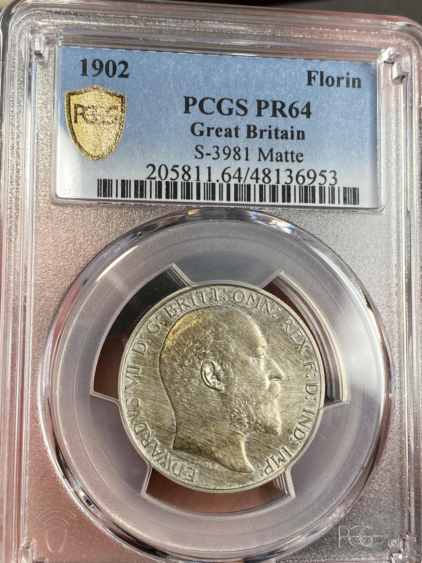 万国钱币拍卖第025期（槐月至·百币艳） PCGS PR64 1902英国爱德华七世精制海神弗洛林 英式乌云包浆