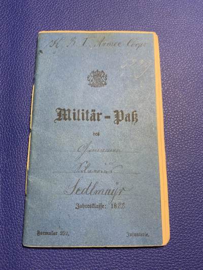 5·10晚7点半德章小拍 - 帝德巴伐利亚士兵证，慕尼黑印制，拿过奖章，好品！