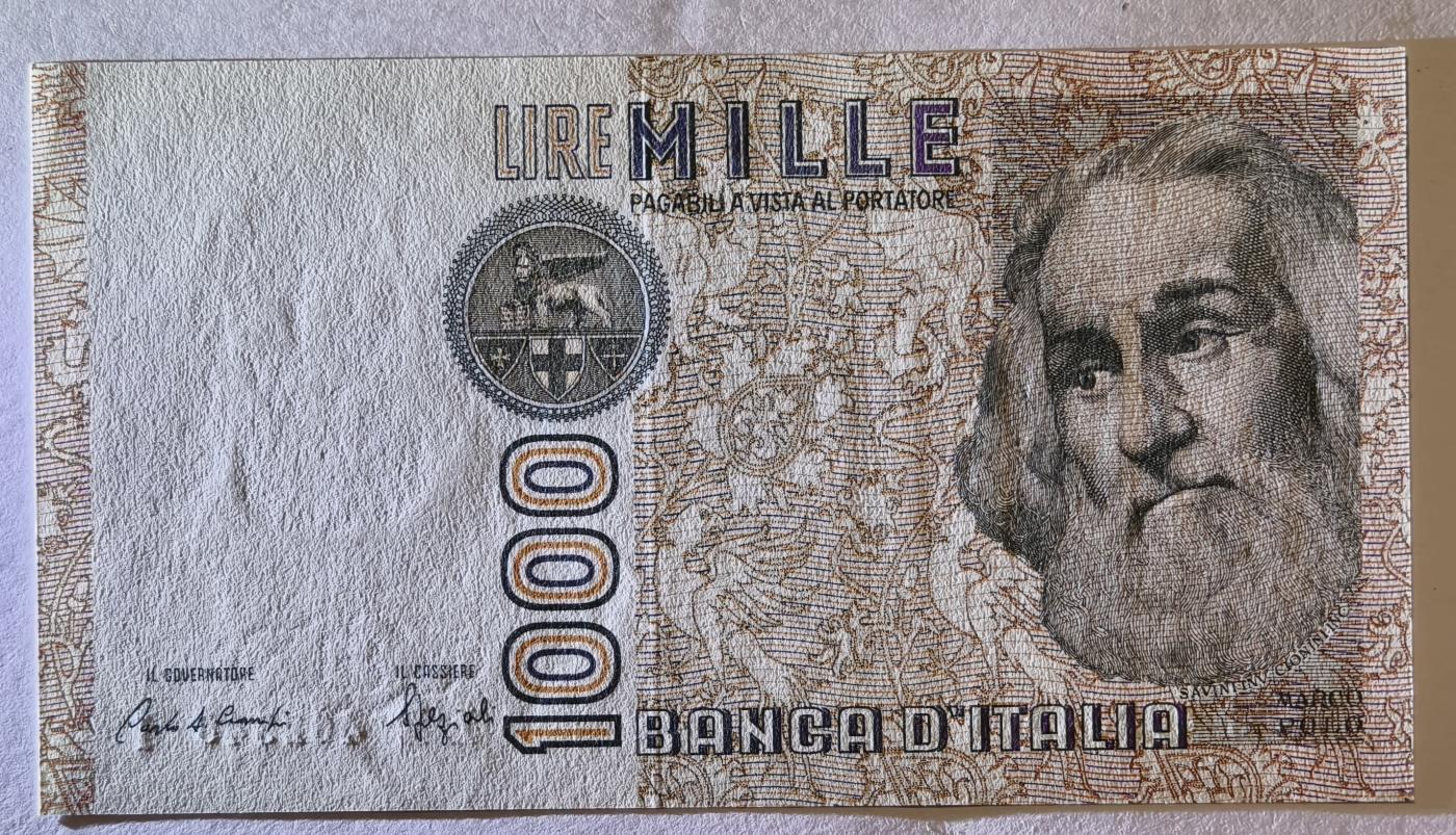 紫瑗钱币——第345期拍卖——纸币场 意大利 1982年 达·芬奇 1000里拉 UNC