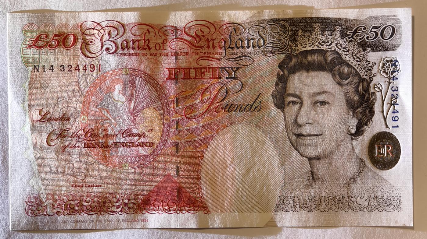 紫瑗钱币——第345期拍卖——纸币场 英国 1994年 E序列 英格兰银行第一任行长 约翰·霍布伦 50英镑 UNC