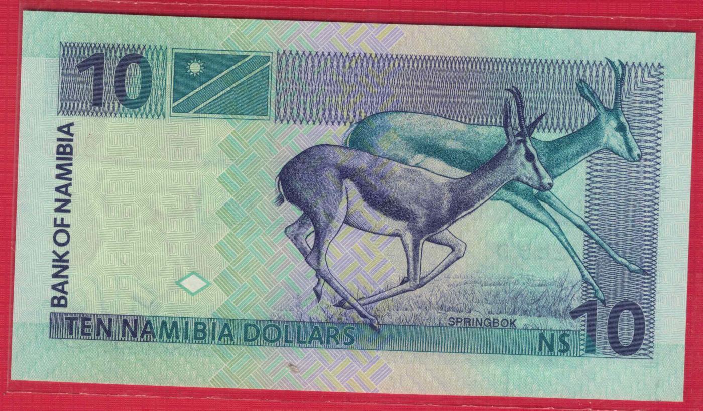 纳米比亚2001年10元 A冠 P-4a 签名3 非洲纸币 实物如图 UNC