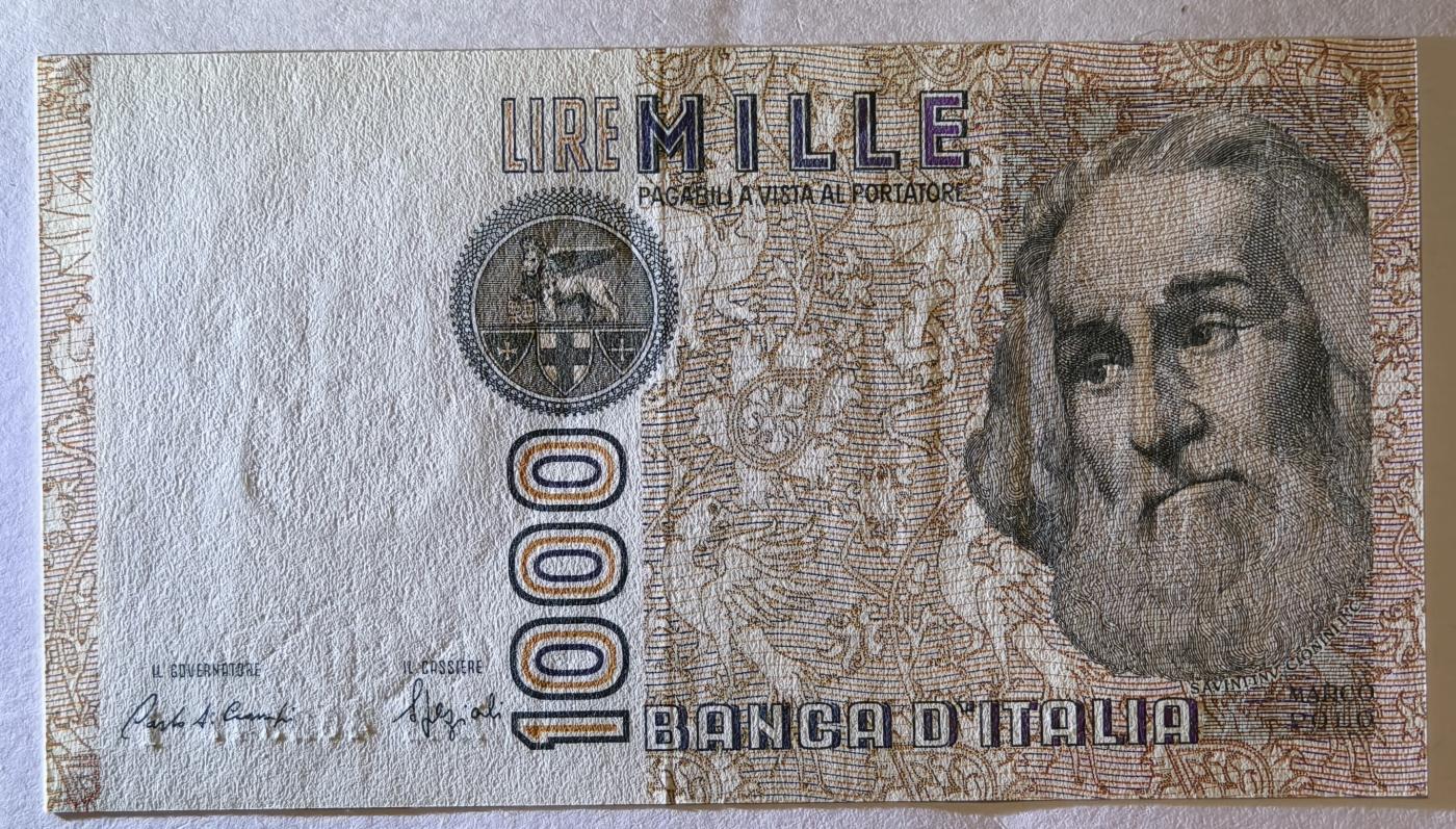 紫瑗钱币——第345期拍卖——纸币场 意大利 1982年 达·芬奇 1000里拉 UNC