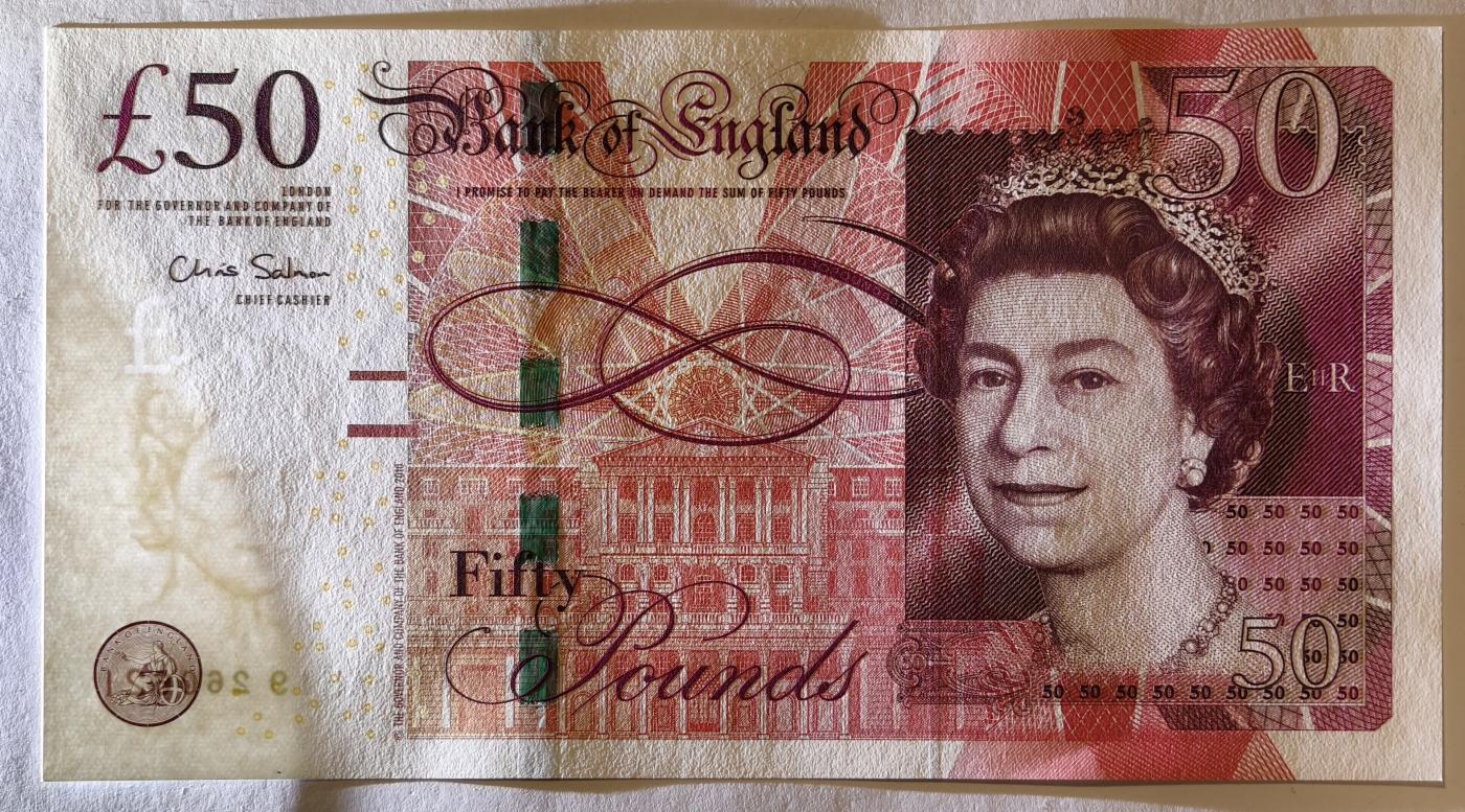 紫瑗钱币——第345期拍卖——纸币场 英国2010年 F序列 工程师瓦特(蒸汽机发明者)和其推广合作者博尔顿 50镑 UNC