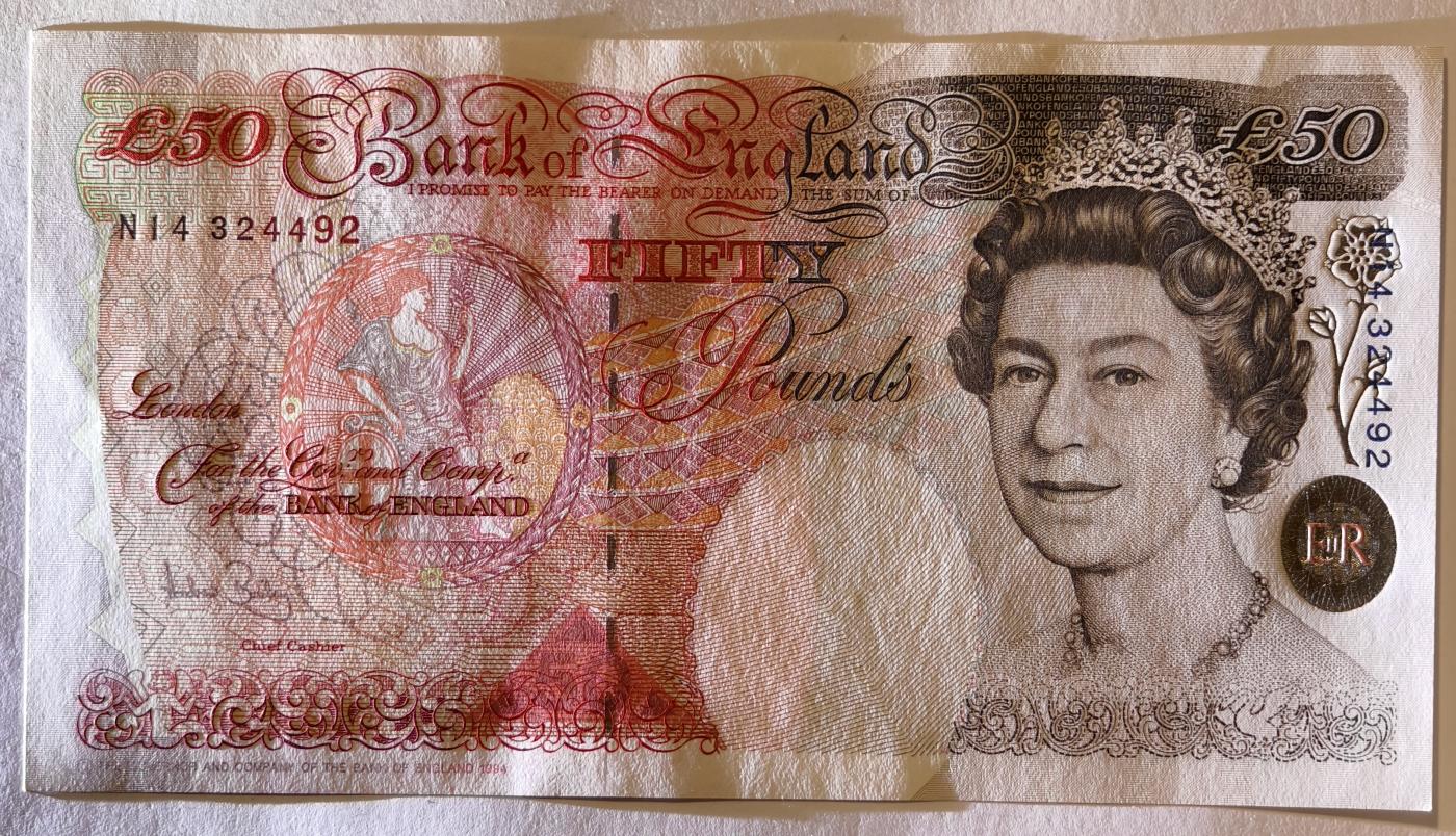 紫瑗钱币——第345期拍卖——纸币场 英国 1994年 E序列 英格兰银行第一任行长 约翰·霍布伦 50英镑 UNC