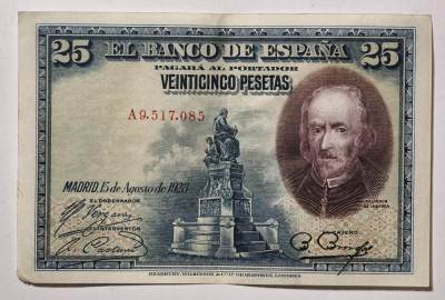 紫瑗钱币——第345期拍卖——纸币场 - 西班牙 1928年 卡尔德隆 25比塞塔 AU