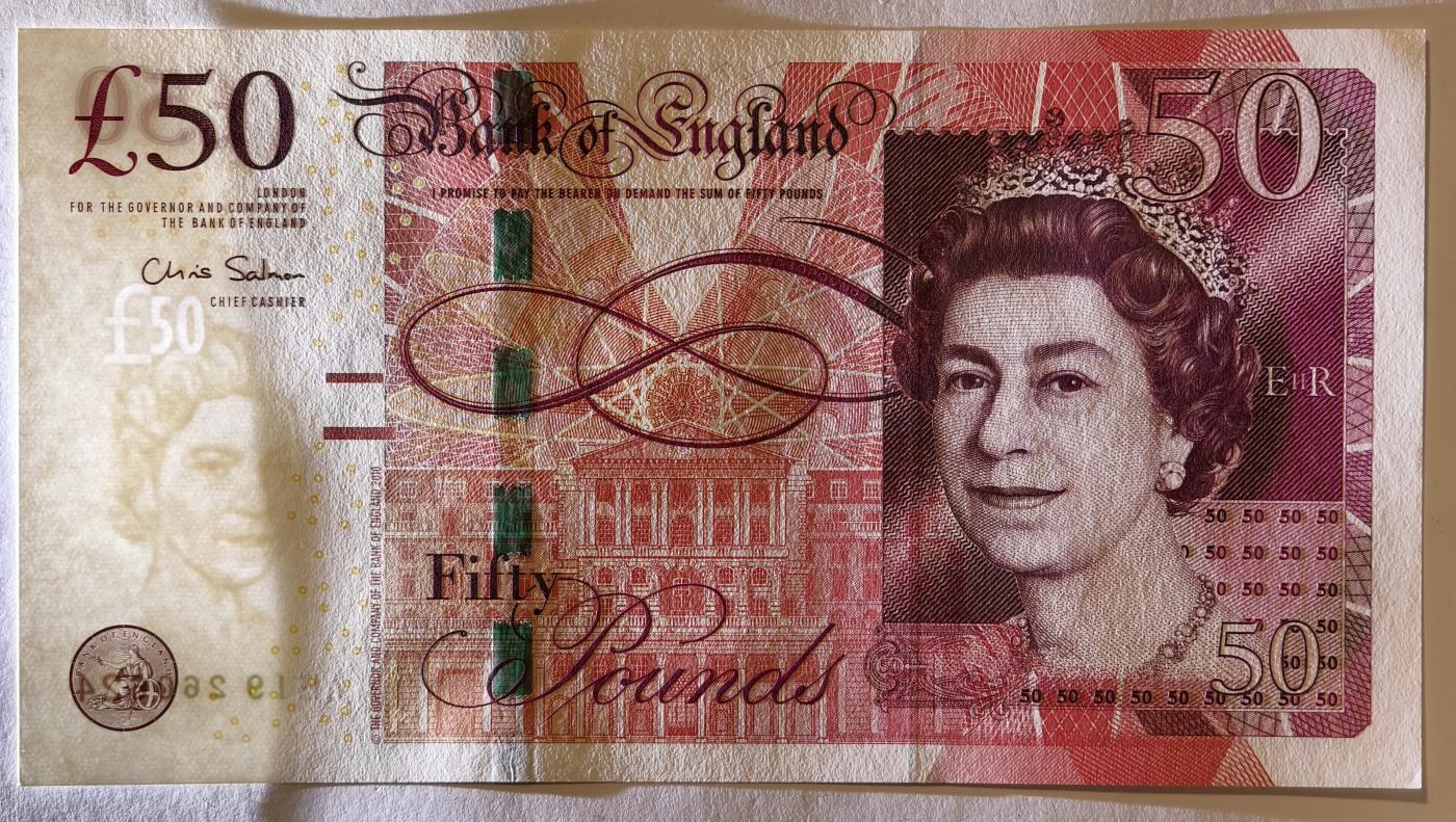 紫瑗钱币——第345期拍卖——纸币场 英国2010年 F序列 工程师瓦特(蒸汽机发明者)和其推广合作者博尔顿 50镑 UNC