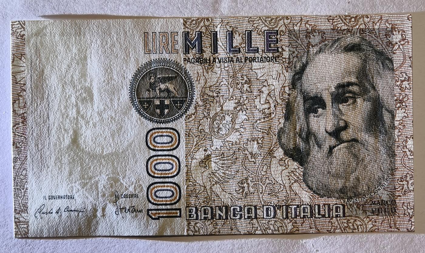 紫瑗钱币——第345期拍卖——纸币场 意大利 1982年 达·芬奇 1000里拉 UNC