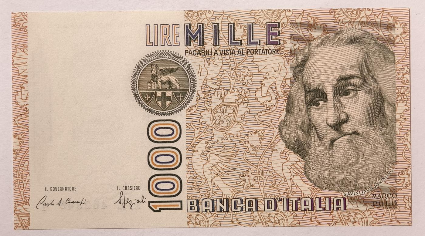 紫瑗钱币——第345期拍卖——纸币场 意大利 1982年 达·芬奇 1000里拉 UNC