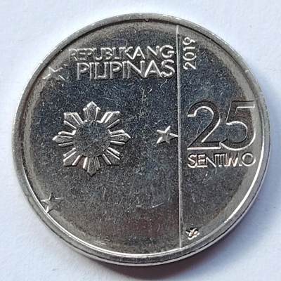 布加迪🐬～世界钱币🌾第 112 期 / 香蕉🍌币🇳🇿🇫🇮🇧🇧🇸🇴🇯🇲等各国克朗币和散币 - 菲律宾🇵🇭 2019年 25分 新版