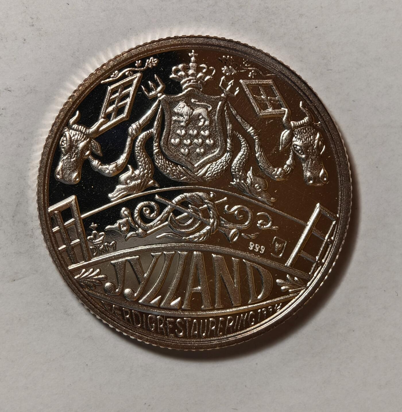 紫瑗钱币——第346期拍卖 丹麦 1994年 弗里德里希七世 纪念章 1盎司 31.1克 0.999银